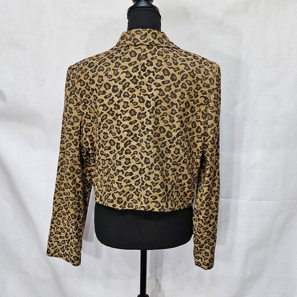 Maggy London Stretch Leopard Print 51% Cotton 47% Polyester 2% Lycra Jacket Sz L - Picture 5 of 8